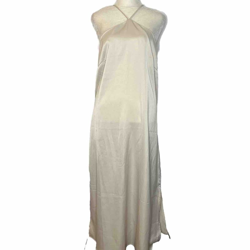 Nasty Gal Slip Dress halter evening party Side Slits Womens Size 10 Flaws